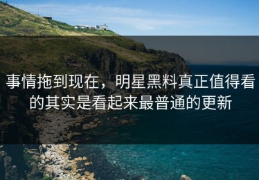 事情拖到现在，明星黑料真正值得看的其实是看起来最普通的更新