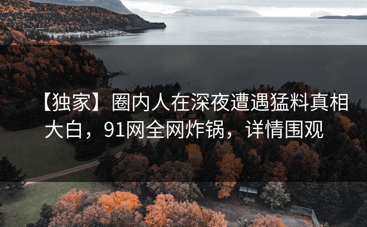 【独家】圈内人在深夜遭遇猛料真相大白,91网全网炸锅,详情围观 【独家】圈内人在深夜遭遇猛料真相大白,91网全网炸锅,详情围观