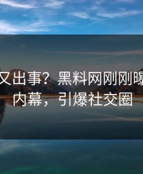 圈内人又出事？黑料网刚刚曝出爆料内幕，引爆社交圈