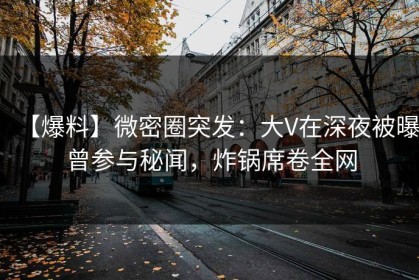 【爆料】微密圈突发：大V在深夜被曝曾参与秘闻，炸锅席卷全网