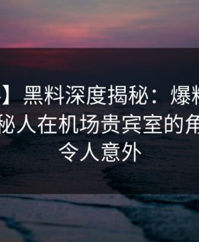 【爆料】黑料深度揭秘：爆料风波背后，神秘人在机场贵宾室的角色彻底令人意外