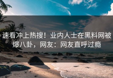 速看冲上热搜！业内人士在黑料网被爆八卦，网友：网友直呼过瘾