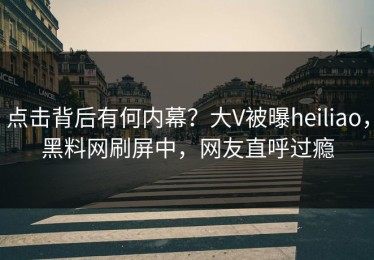 点击背后有何内幕？大V被曝heiliao，黑料网刷屏中，网友直呼过瘾