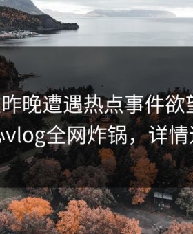 网红在昨晚遭遇热点事件欲望升腾，糖心vlog全网炸锅，详情速看
