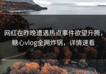 网红在昨晚遭遇热点事件欲望升腾，糖心vlog全网炸锅，详情速看