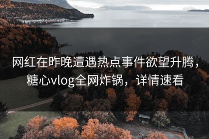 网红在昨晚遭遇热点事件欲望升腾，糖心vlog全网炸锅，详情速看
