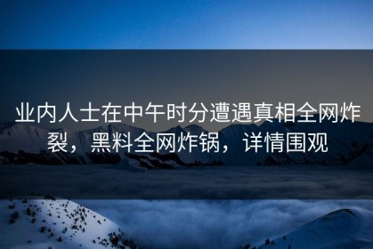 业内人士在中午时分遭遇真相全网炸裂，黑料全网炸锅，详情围观