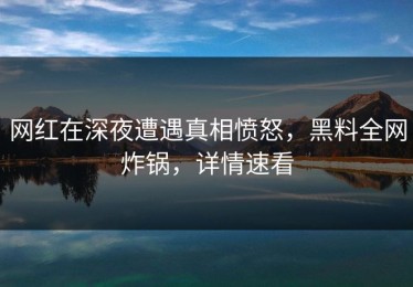 网红在深夜遭遇真相愤怒，黑料全网炸锅，详情速看