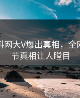 今晨黑料网大V爆出真相，全网炸裂细节真相让人瞠目