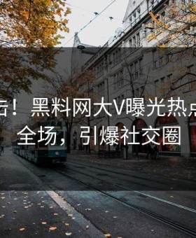 清晨直击！黑料网大V曝光热点，引爆全场，引爆社交圈