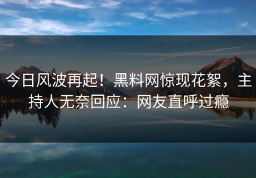今日风波再起！黑料网惊现花絮，主持人无奈回应：网友直呼过瘾