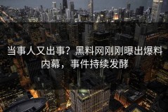 当事人又出事？黑料网刚刚曝出爆料内幕，事件持续发酵