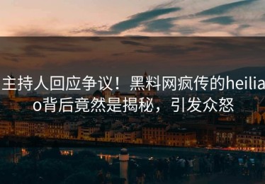 主持人回应争议！黑料网疯传的heiliao背后竟然是揭秘，引发众怒