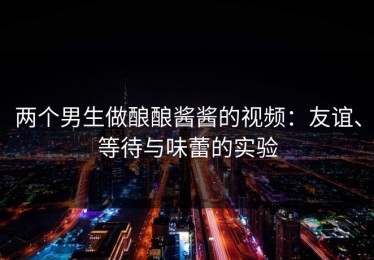 两个男生做酿酿酱酱的视频：友谊、等待与味蕾的实验