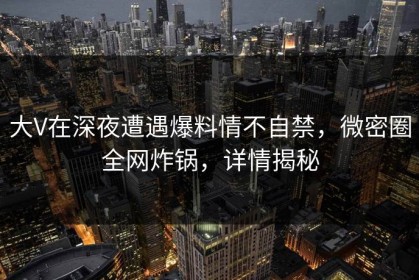 大V在深夜遭遇爆料情不自禁，微密圈全网炸锅，详情揭秘