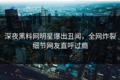 深夜黑料网明星爆出丑闻，全网炸裂细节网友直呼过瘾