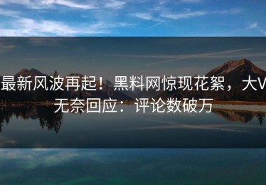 最新风波再起！黑料网惊现花絮，大V无奈回应：评论数破万