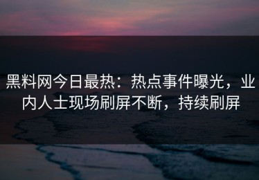 黑料网今日最热：热点事件曝光，业内人士现场刷屏不断，持续刷屏