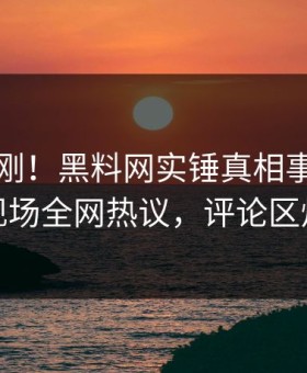 清晨刚刚！黑料网实锤真相事件，明星现场全网热议，评论区炸裂