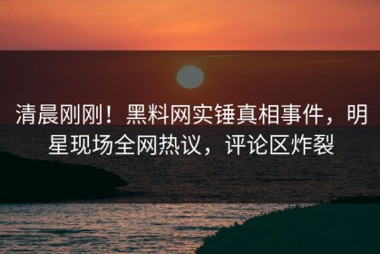 清晨刚刚！黑料网实锤真相事件，明星现场全网热议，评论区炸裂