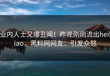 业内人士又爆丑闻！昨晚刚刚流出heiliao，黑料网网友：引发众怒