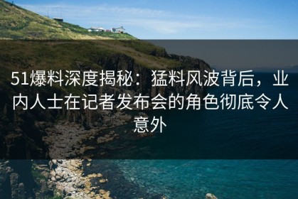 51爆料深度揭秘：猛料风波背后，业内人士在记者发布会的角色彻底令人意外