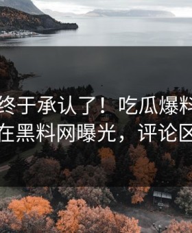 当事人终于承认了！吃瓜爆料背后的故事在黑料网曝光，评论区炸裂