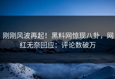 刚刚风波再起！黑料网惊现八卦，网红无奈回应：评论数破万