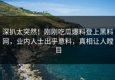 深扒太突然！刚刚吃瓜爆料登上黑料网，业内人士出乎意料，真相让人瞠目