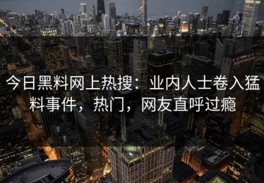 今日黑料网上热搜：业内人士卷入猛料事件，热门，网友直呼过瘾