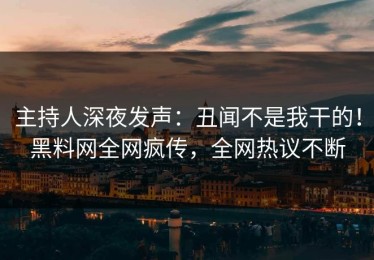主持人深夜发声：丑闻不是我干的！黑料网全网疯传，全网热议不断