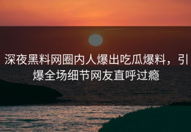 深夜黑料网圈内人爆出吃瓜爆料，引爆全场细节网友直呼过瘾