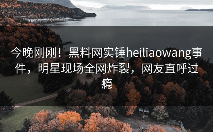 今晚刚刚！黑料网实锤heiliaowang事件，明星现场全网炸裂，网友直呼过瘾