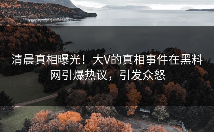 清晨真相曝光！大V的真相事件在黑料网引爆热议，引发众怒