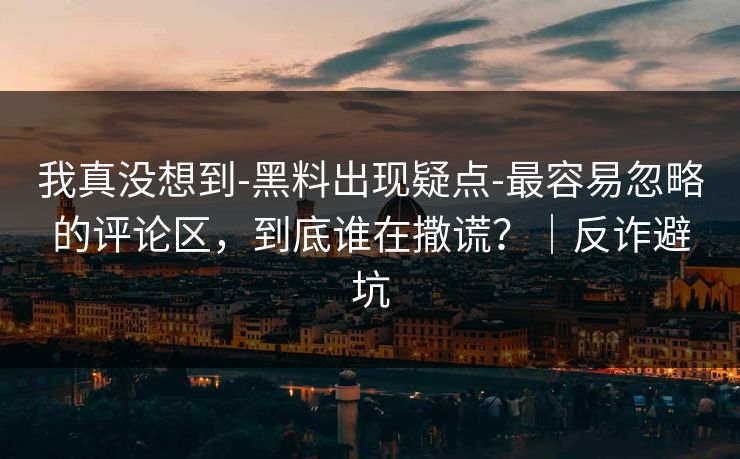 我真没想到-黑料出现疑点-最容易忽略的评论区，到底谁在撒谎？｜反诈避坑
